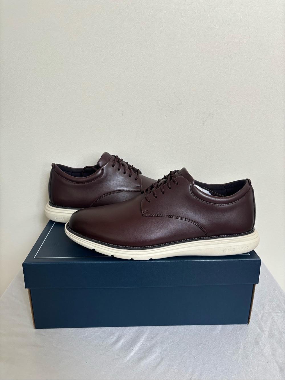 Cole Haan Men's Grand+ Plain Toe Leather Oxford Shoes 11.5 M Brown C42675 New